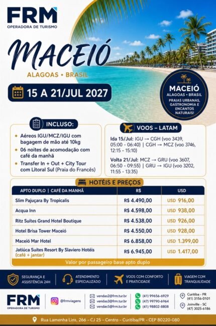 Viajem para Maceió Alagoas 2027